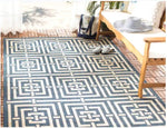 Geometric Design  Indoor/ Outdoor Patio  Rug - 4' x 5'7" - Navy/Beige